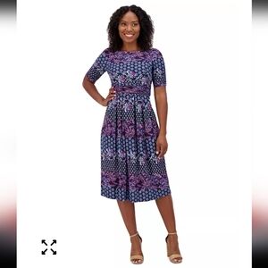 $139 Jessica Howard Dress Sz 8 & 12 Elbow-Sleeve Gathered-Waist Stretchy Party